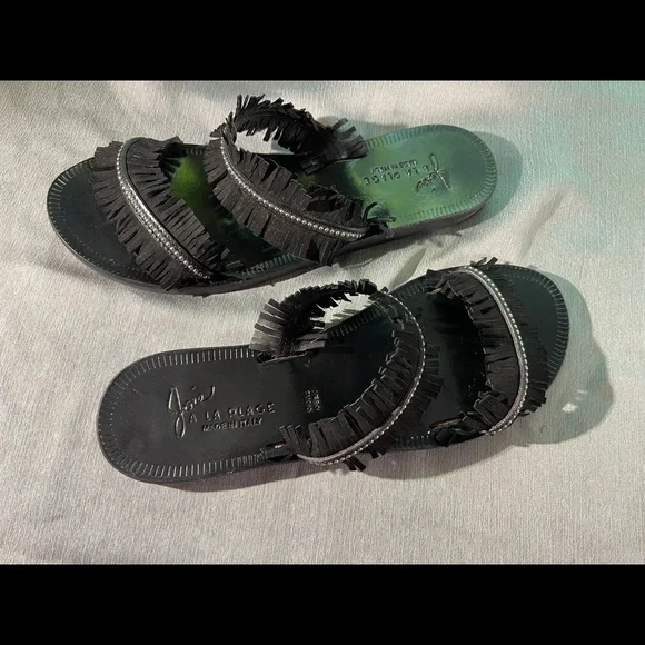 JOIE a la plage Made in Italy. Cute black leather sandals. With silver studs 39 - Picture 9 of 10